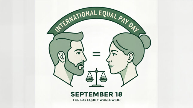 International equal pay day conceptual illustration september 18 with fairness
