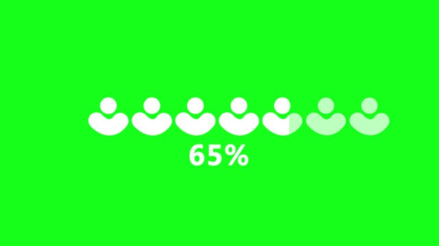 Animation of population percentage for demography concept. People silhouette coloring. Sociology research, statistics icon.