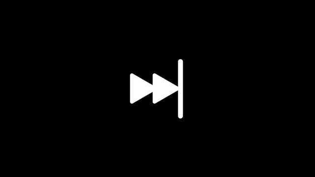 Minimalist media controller rewind button icon on black background