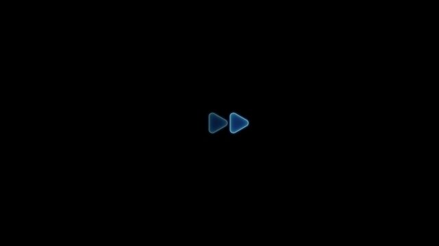 Abstract neon glowing next rewind play button icon animation.glowing play button animation. Music play button icon .