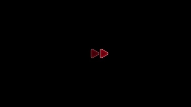Abstract neon glowing next rewind play button icon animation.glowing play button animation. Music play button icon .