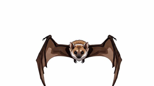 Brown bat illustration with wings spread wide open.