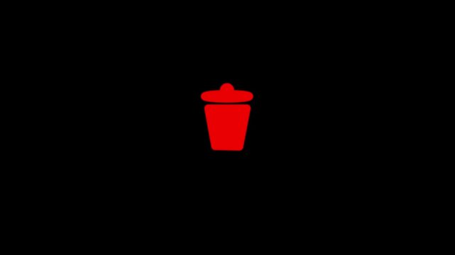 Trash throwing in bin concept. Dustbin icon with dust littering in bucket. Throwing trash animation.