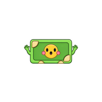 Cute cartoon green soap bar character with a surprised yellow face and arms raised in joy