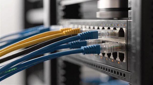 Enterprise Network Switch with Blinking Ethernet Status LEDs