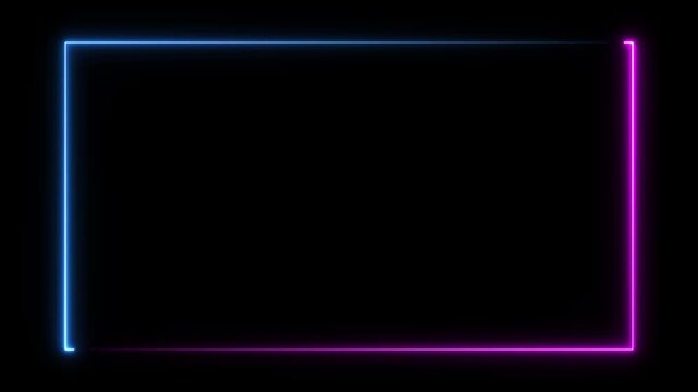 Animation of glowing neon rectangles abstract background. abstract glowing blue neon rectangle border frame. tow ton rectangle picture frame concept. 4k