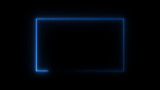 Neon light frame with seamless loop effect, glowing neon white rectangle border animation on black screen.