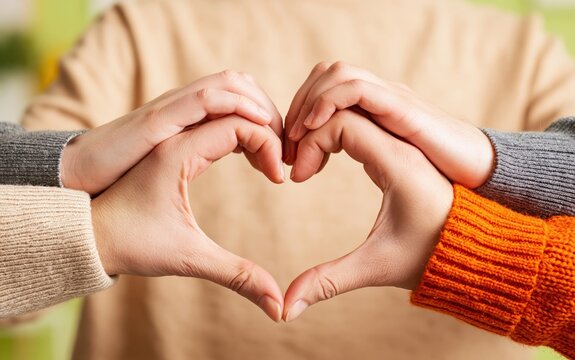 Hands forming a heart shape to show unity support love and community connection