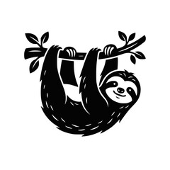 Fototapeta premium Cute Sloth Hanging from Tree Branch Vector Illustration