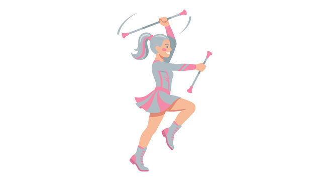 Majorette performing with baton twirling routine