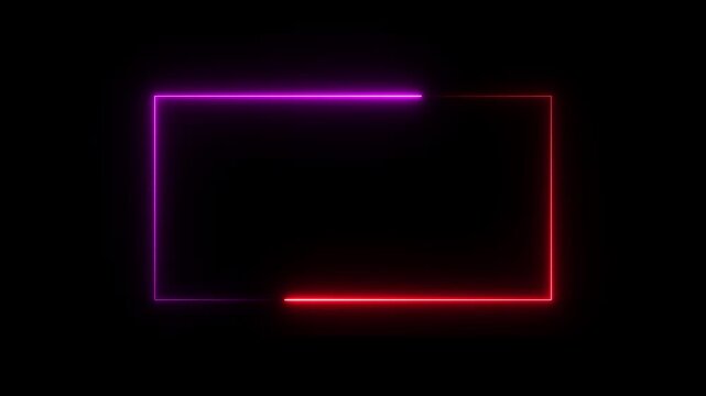 Glowing neon frame background. Glowing neon rectangle border frame in the shape rectangle.