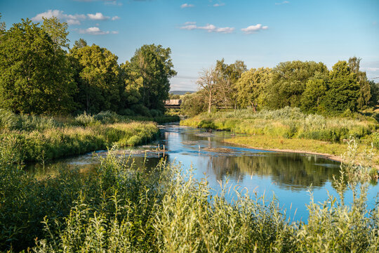 Scenic confluence of Brigach and Breg rivers forming the Danube near Donaueschingen ideal for nature travel