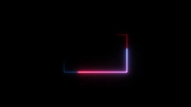 Neon looped light frame for game streaming video on a transparent background. Neon border overlay animation with transparent background for twitch and live stream