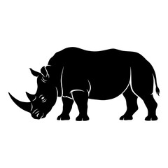Fototapeta premium Rhinoceros silhouette art portrays heavy black mammal for conservationist.