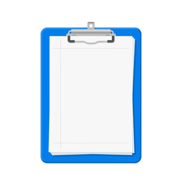 Blue Clipboard with Paper Sheets Isolated