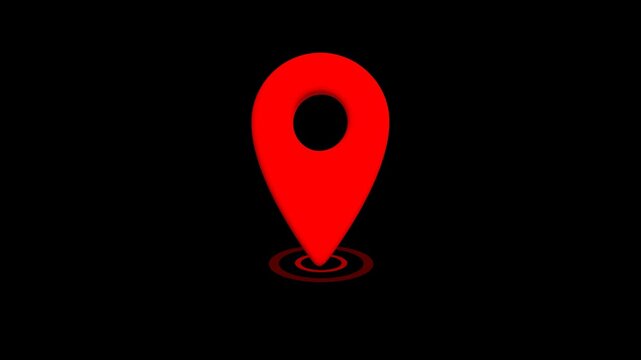 GPS location pointer animated with radio wave on transparent background with alpha channel. location map pointer with pin icon and location animation. location pin animation, map marker icon.