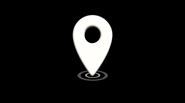 GPS location pointer animated with radio wave on transparent background with alpha channel. location map pointer with pin icon and location animation. location pin animation, map marker icon.