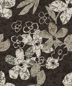 Elegant floral damask pattern seamless texture on dark vintage background with ornate botanical design