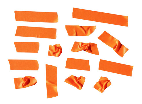 Set of orange masking tape strips and pieces for scrapbooking and paper crafts