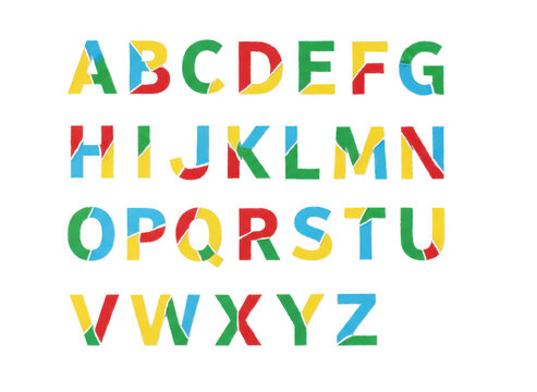 Colorful alphabet letters with a blocky pixelated style design for education and creative projects