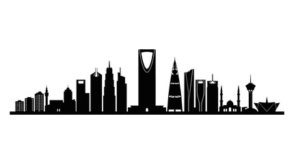 Fototapeta premium Modern City Skyline Silhouette with Tall Buildings