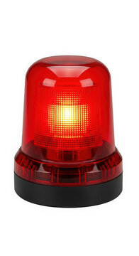 Bright red emergency strobe light isolated on transparent background