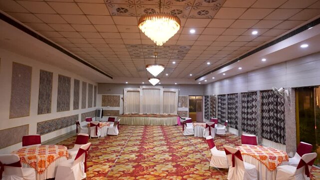Empty Banquet Hall Set Up for a Formal Event