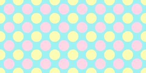 Cute Colorful Blue Yellow Pink Polka Dot Seamless Pattern Background for Fabric Wallpaper and Wrapping Paper Design © vanillabluecloud