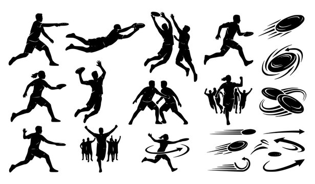 Professional Ultimate Frisbee Silhouette Vector Collection for Print