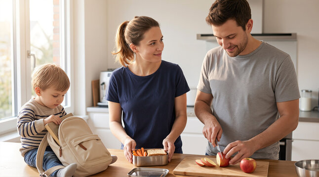 Parents Sharing Childcare and Meal Preparation Responsibilities at Home