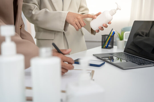 Business or marketing woman team present product for customer, research and development discuss swot analysis, investment, marketing research , trending products report, findings and ideas, project