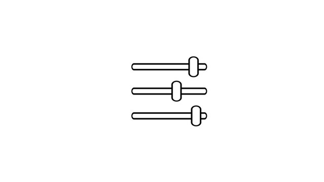 Horizontal slider control adjustment icon set on white background.