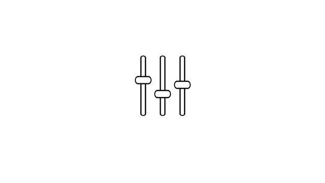 Vertical slider bars icon for audio levels and settings adjustment.