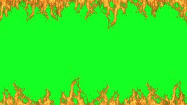 Realistic Fire Flames Top and Bottom Border Animation on Green Screen Background