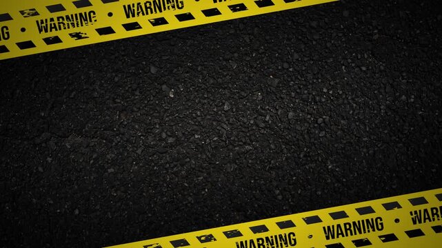 Warning text barricade tape overlay with hazard stripe lines frame motion graphic 4K 60 fps
