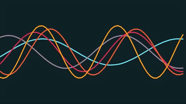 Abstract colorful wave lines on dark background