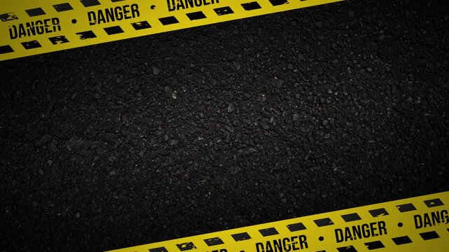 Danger text warning barricade tape overlay with hazard stripe lines frame 4K 60 fps