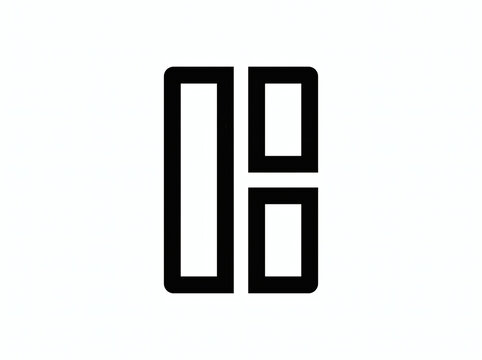 Geometric line art logo featuring vertical and horizontal rectangular blocks forming a layout grid or letter E monogram. Vector symbol for digital agency, architecture, software, and UI design.