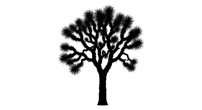 Joshua Tree Silhouette Against White Background yucca