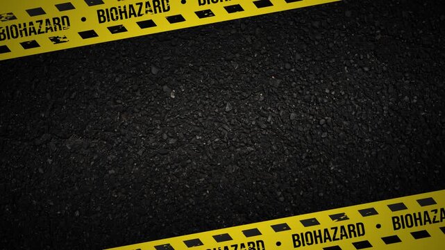 Biohazard warning barricade tape overlay with hazard stripe lines frame 4K 60 fps