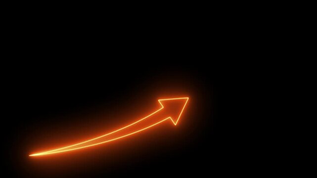 Glowing neon pink arrow business graph icon animation on black background.Neon profit high growth percent icon, stocks, financial, Interest rate and dividend concept