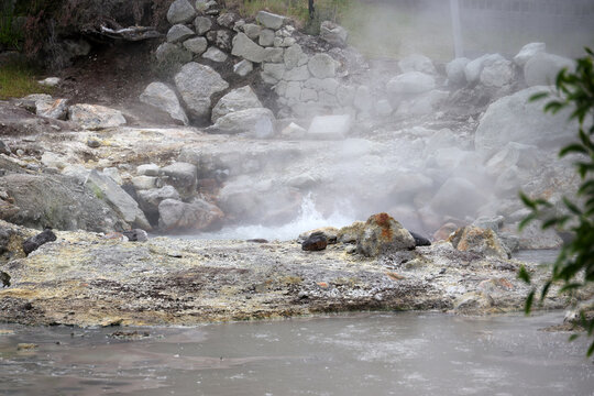 Mud spring in the Vale das Furnas valley, Sao Miguel, Azores, Portugal   