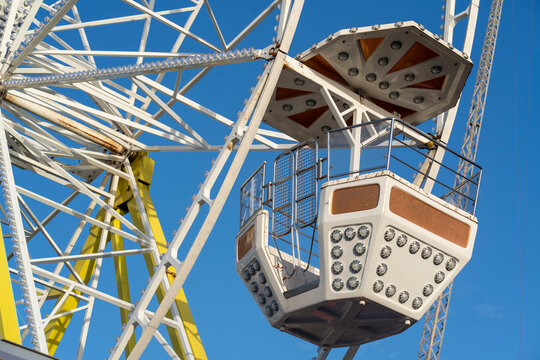 Blackpool, UK &ndash; May 24, 2026: Ferris wheel gondola against clear blue sky