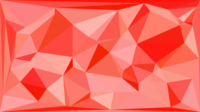 Vibrant coral red abstract geometric low poly background with sharp triangular faceted design