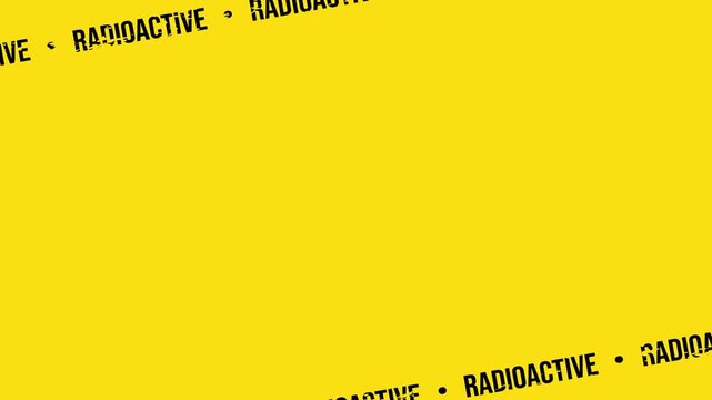 Radioactive hazard tape frame overlay without stripe lines on yellow background 4K 60 fps