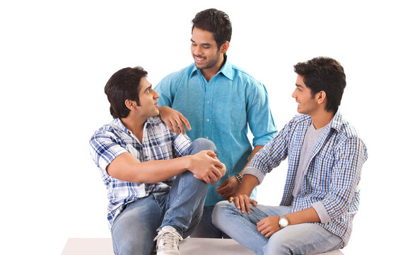 Three friends gossiping