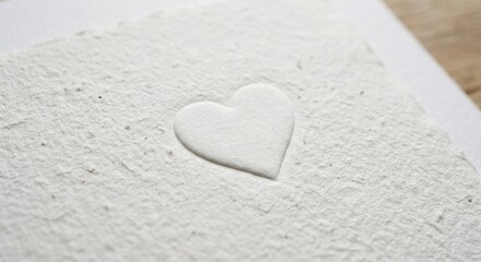 Obraz premium Embossed White Heart on Textured Paper