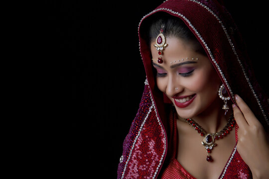 Beautiful Indian bride in traditional wedding dress