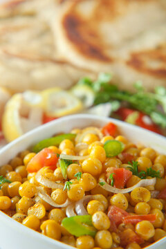 Dried Yellow Peas Chaat with Pan Cooked Bread,Indian Food