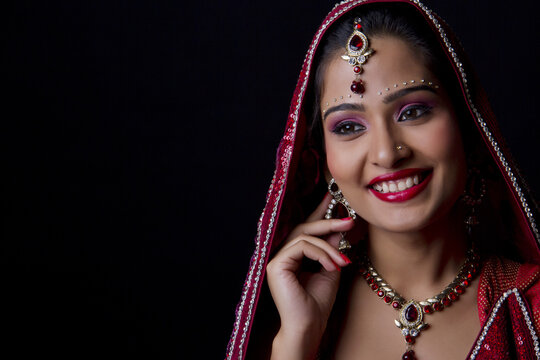 Beautiful Indian bride in traditional wedding dress